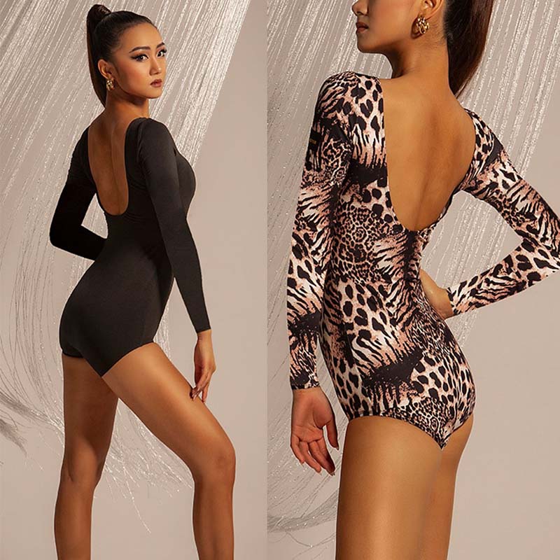 WJJ Women's Big Backless Dance Bodysuit Ballroom Dance Tops Professional Training Clothes