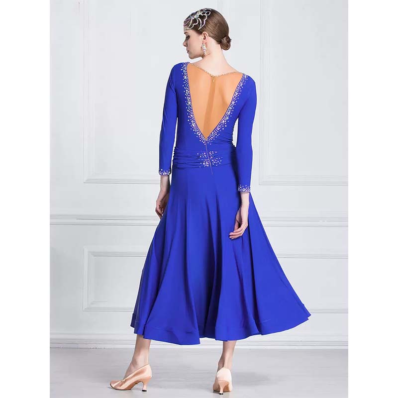 YUN Customisable-Women's Blue Diamonds Ballroom Waltz Modern Dance Dresses Dancewear