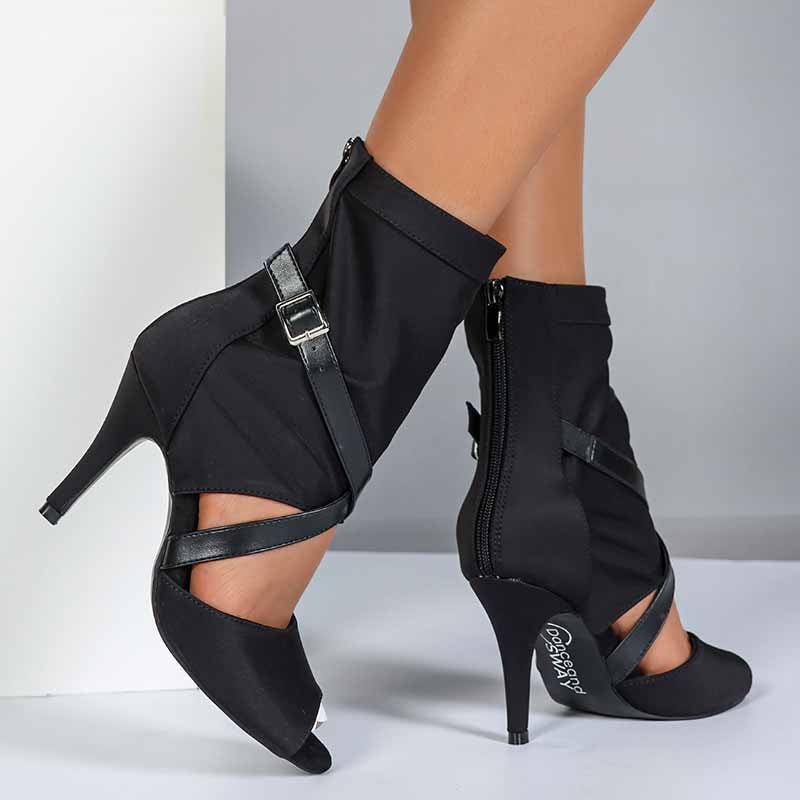 DS Women's Stretch Cloth Customized Heel Rubber Sole Heels Dance Boots Jazz Dancing Shoes