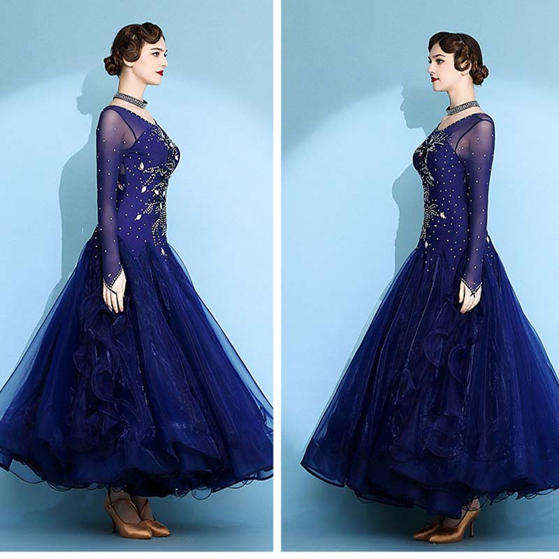 Women's Long Sleeve Waltz Modern Ballroom Dance Dress Competition Dresses Performance wear
