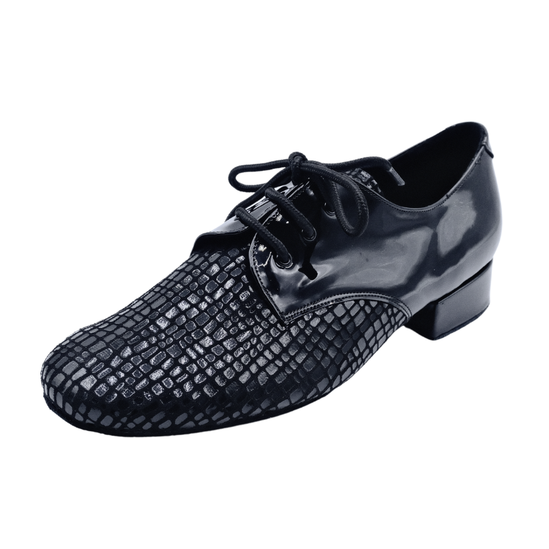 Men's 2cm Black Leatherette Heels Ballroom Dance Shoes