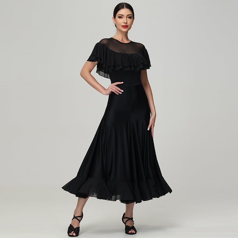 Customisable-Women's Round Neck Waltz Modern Ballroom Dance Dress Competition Dresses