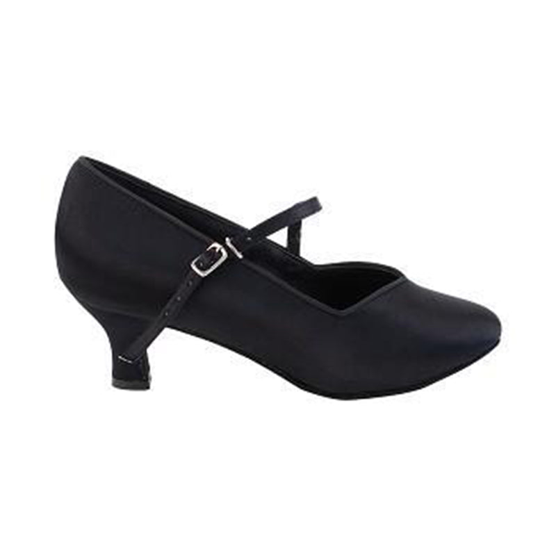 Women's Black Satin Customized Heel Modern Ballroom Dance Shoes