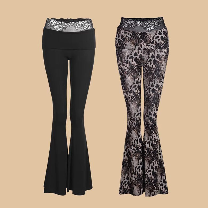 Z Women's  Lace Bell-Bottom  Pants Latin Dance Wear Training Performance Pants