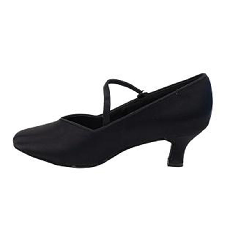 Women's Black Satin Customized Heel Modern Ballroom Dance Shoes
