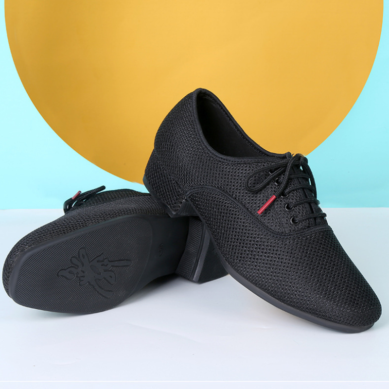 Men's Black Mesh 2.5cm Heels Ballroom Dance Shoes