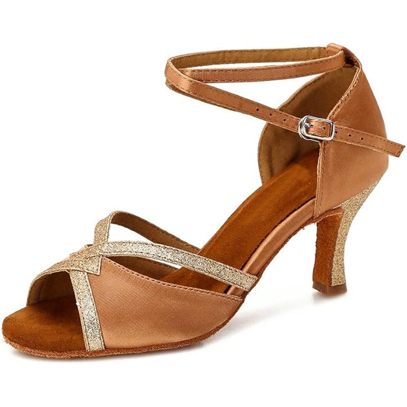DS Women's Satin Customized Heel Ballroom Dance Shoes Latin Dance Shoes