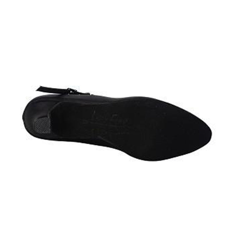 Women's Black Satin Customized Heel Modern Ballroom Dance Shoes