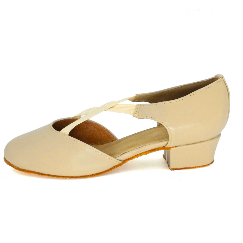 Women's Beige Leatherette 3.5cm Heels Ballroom Swing Dance Shoes