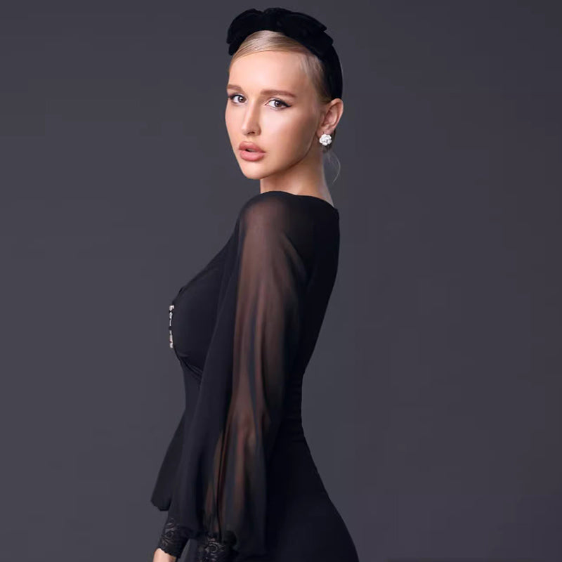 TID Customisable Women's Long Sleeve Dance Dresses Performance Competition Dancewear