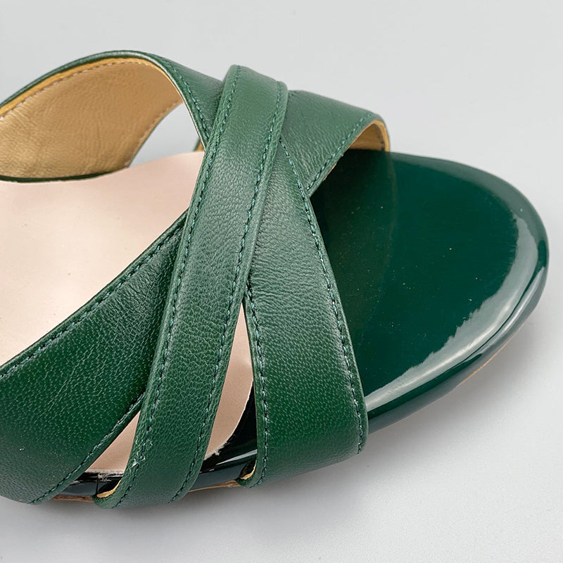 SHJ Women's Green Real Leather 7.5cm/9.5cm Heels Dance Shoes Tango Shoes