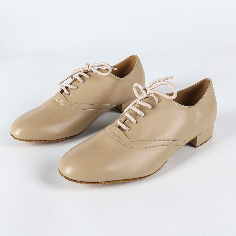 Men's 2cm Apricot Leatherette Heels Ballroom Dance Shoes