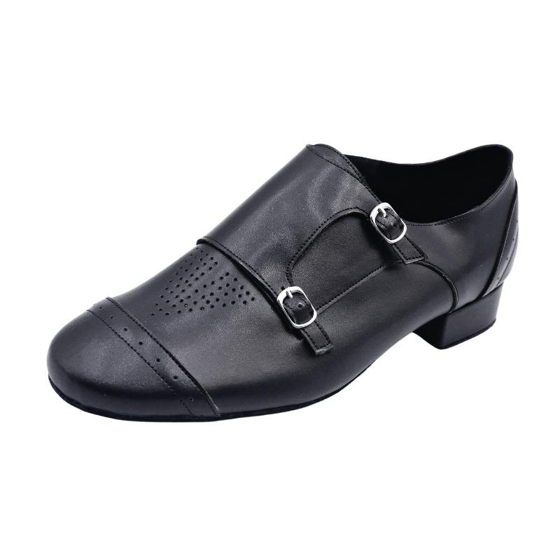 Men's 2cm Black Leatherette Heels Ballroom Dance Shoes
