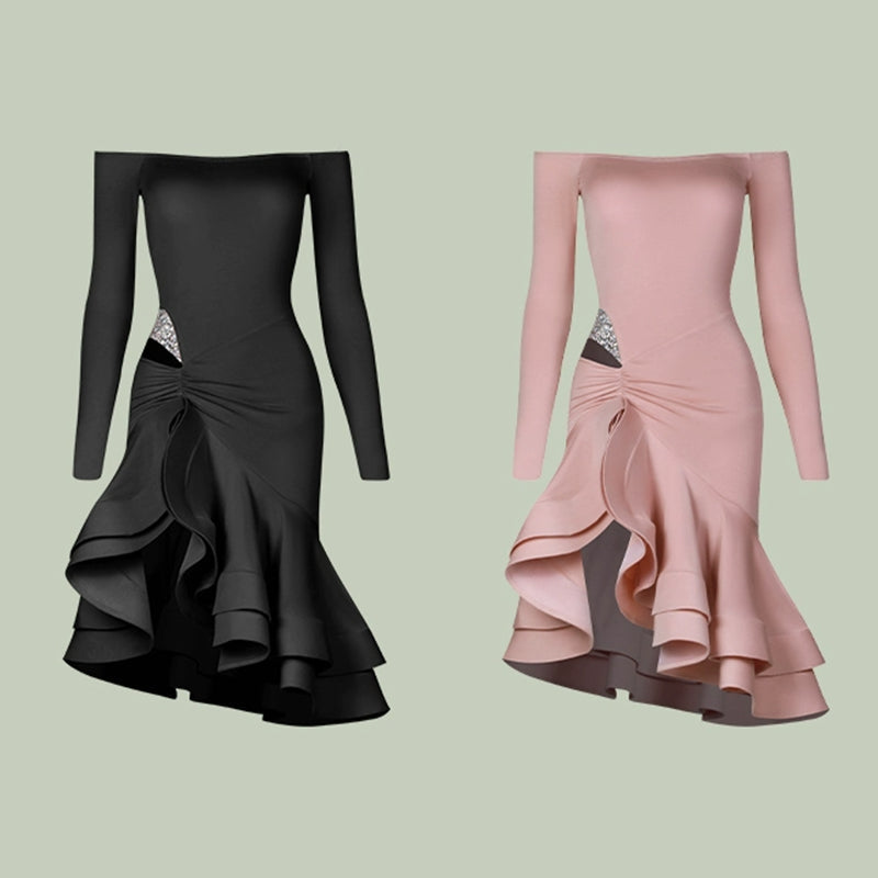 Z Women's One-Shoulder Long Sleeve Dance Dress DanceWear