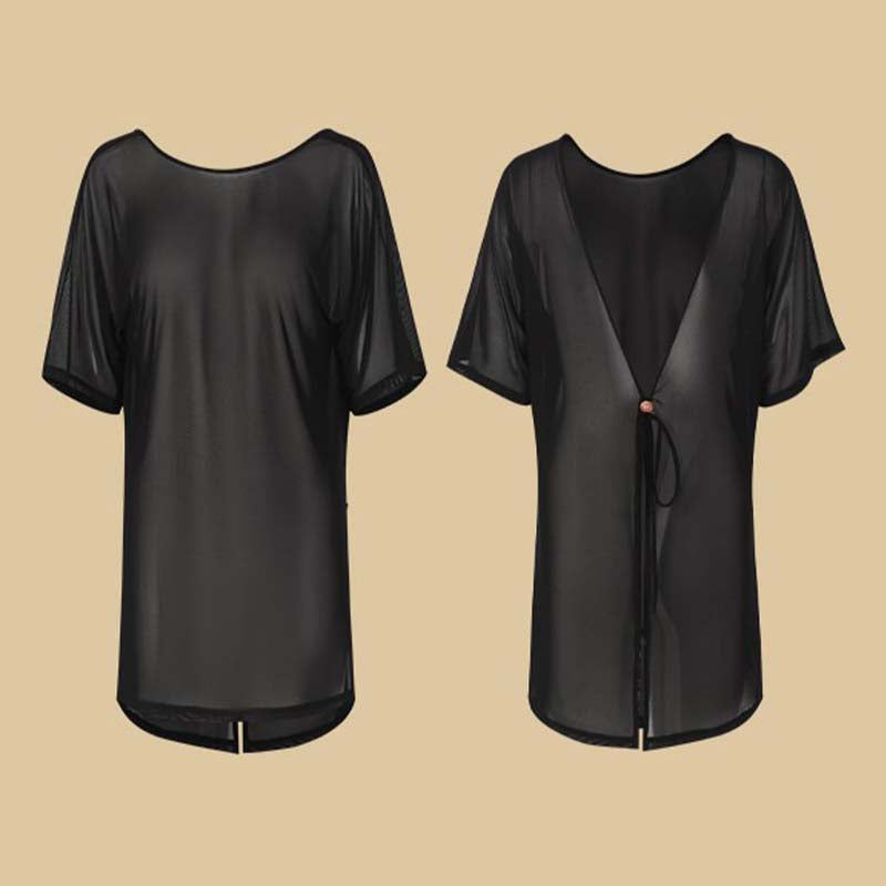 Z Women's Black Mesh Backless Latin Dance Tops Dance Dress Dance Wear Training Performance Wear