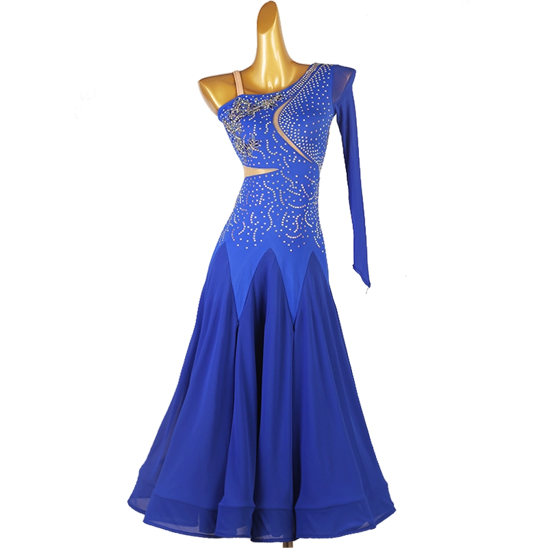 Customisable-Women's Slanted Shoulder Waltz Ballroom Dance Competition Modern Dance Large Swing Dress
