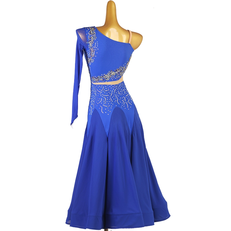Customisable-Women's Slanted Shoulder Waltz Ballroom Dance Competition Modern Dance Large Swing Dress