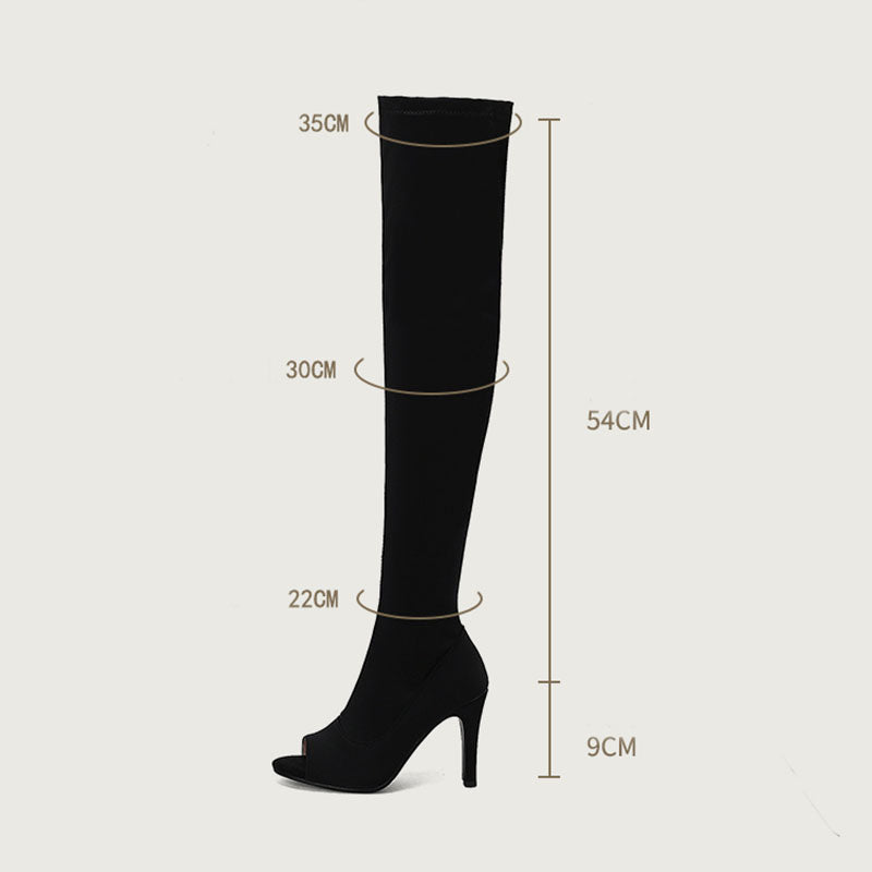 Women's 7.5cm/10cm Heel Stretch fabric Jazz Shoes Rubber Sole Open Toe Dance Heels Boot