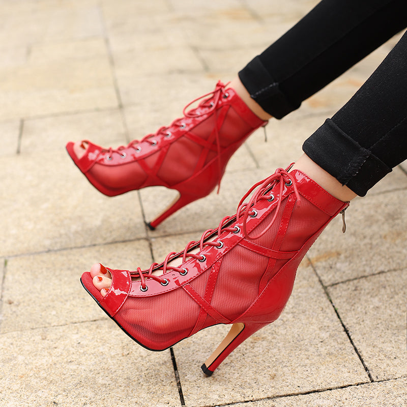 Women's 10cm Leatherette Heel Dance Boots Jazz Salsa Street Sole Dance Shoes