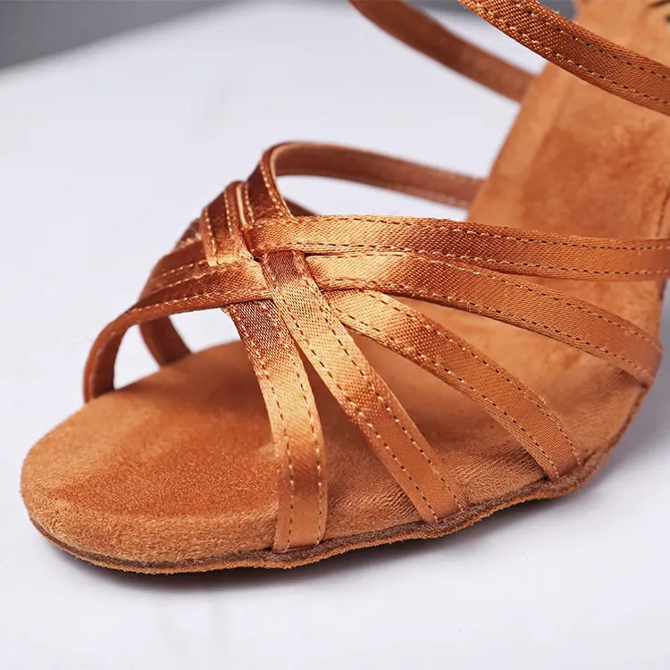 Women's 5.5/6.5/7.5/9cm Heels Satin Strappy Dance Shoes Latin Dance Shoes
