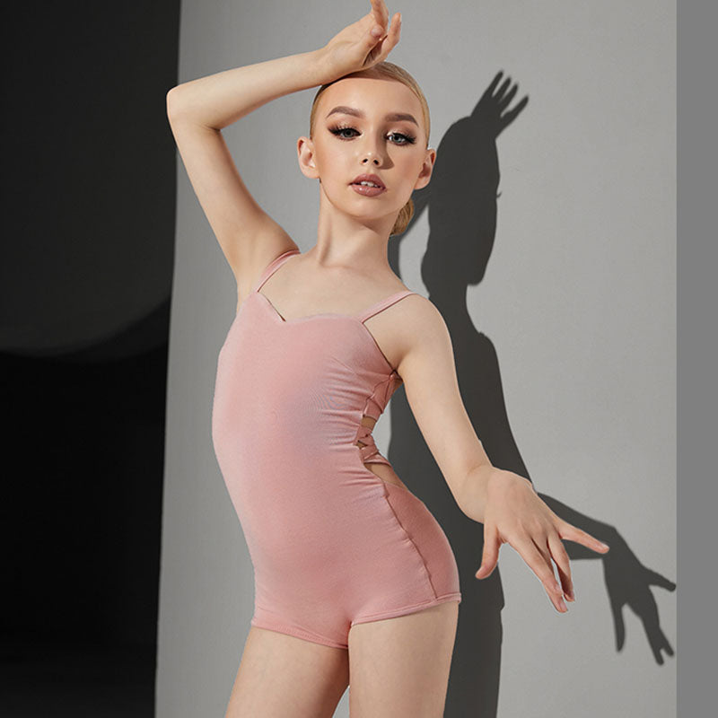 Z Girls Silk Milk Spaghetti Strap Latin Dance Bodysuit Dance Wear