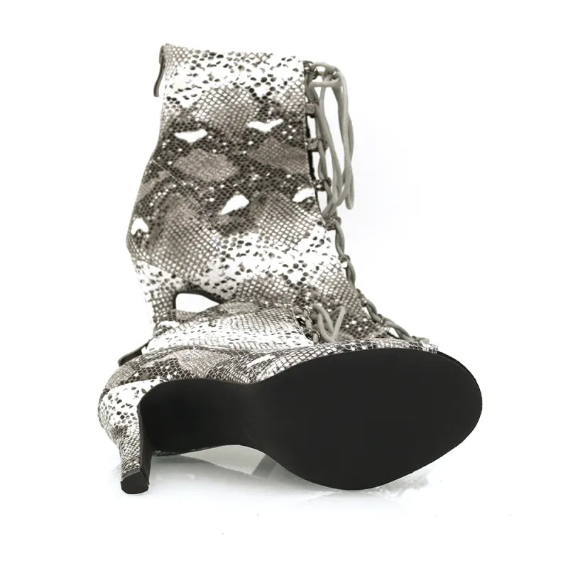 Women's 9.5cm Open Toe Heels Dance Boots Jazz Salsa Dancing Shoes