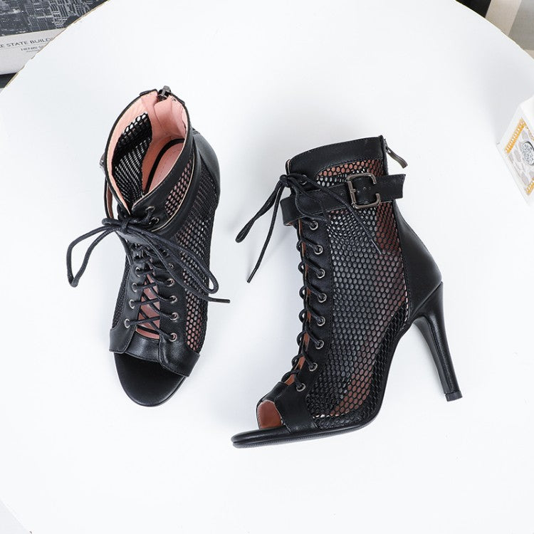 YXZJ Women's Black 7.5cm/10cm Heels Dance Boots Jazz Salsa Street Sole Dancing Shoes