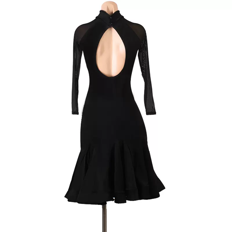 Customisable-Women's Black High Neck DanceWear Dance Dress Performance Wear