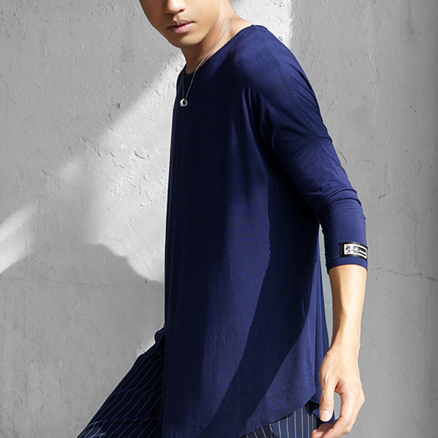 HC Men's Long Sleeve Round Neck Latin Dance Tops Dance Wear