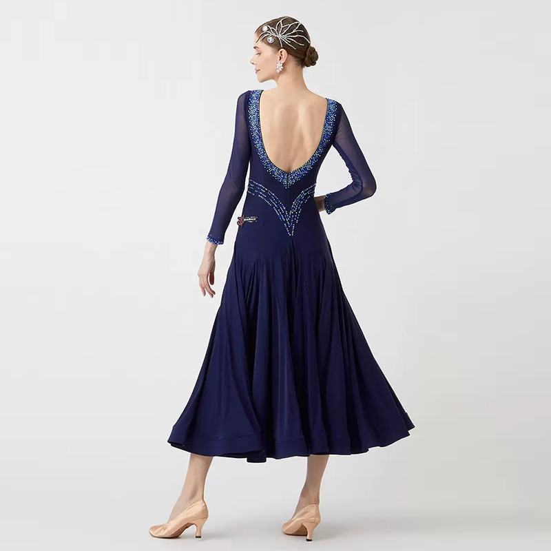 YUN Customisable-Women's Navy Diamonds Ballroom Waltz Modern Dance Dresses Dancewear