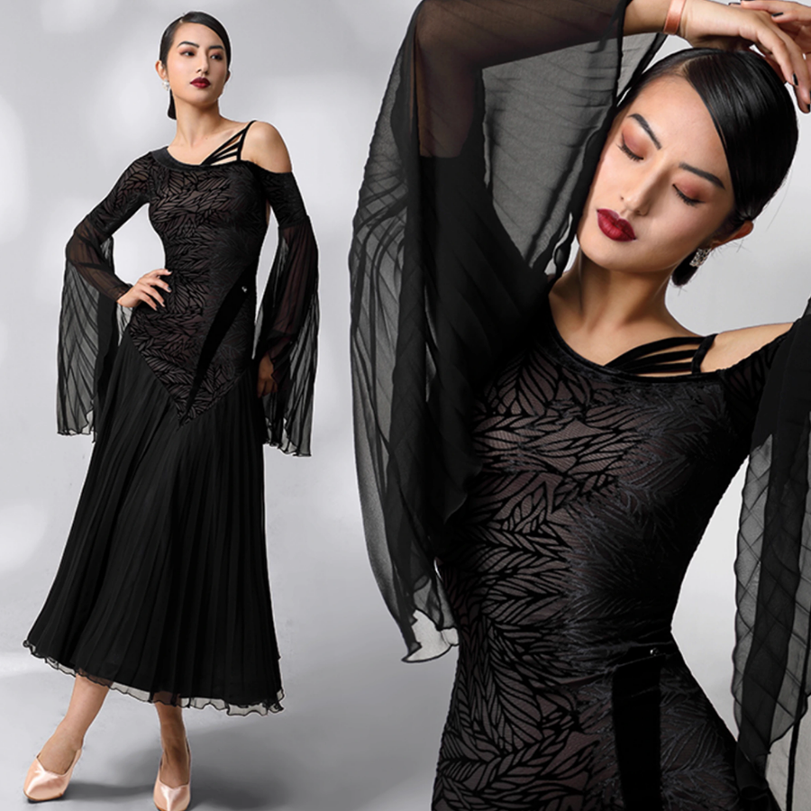 TID Customisable Women's Black Dance Dresses Performance Competition Dancewear