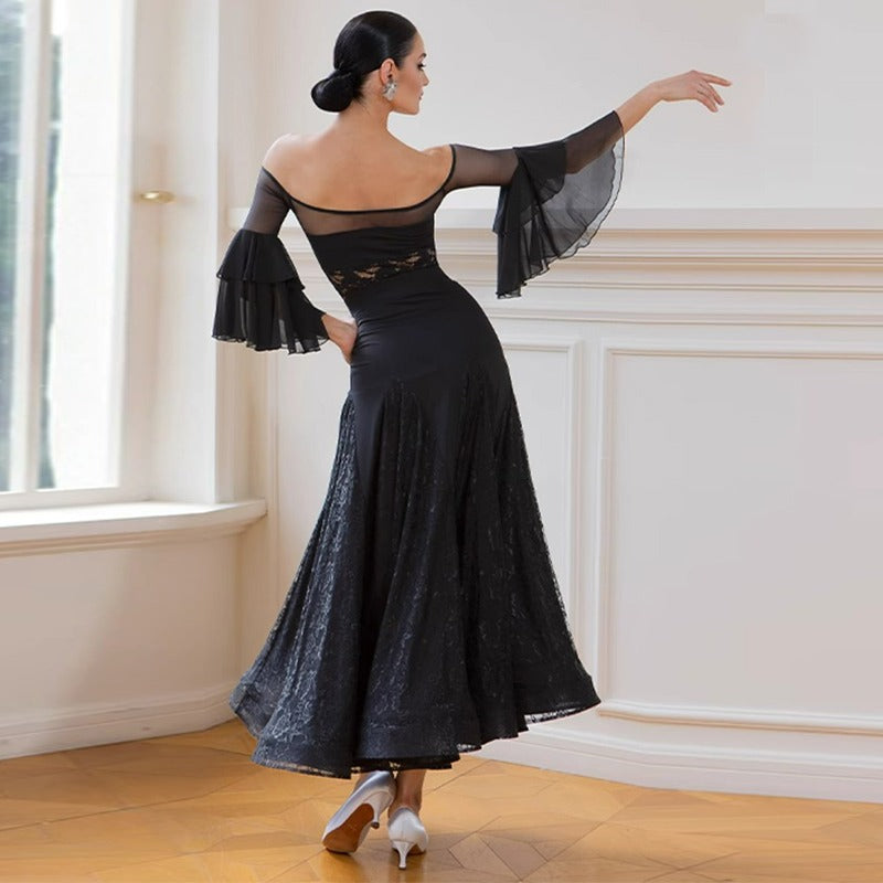 TID Customisable Women's Black Swing Modern Ballroom Waltz Dance Skirts DanceWear