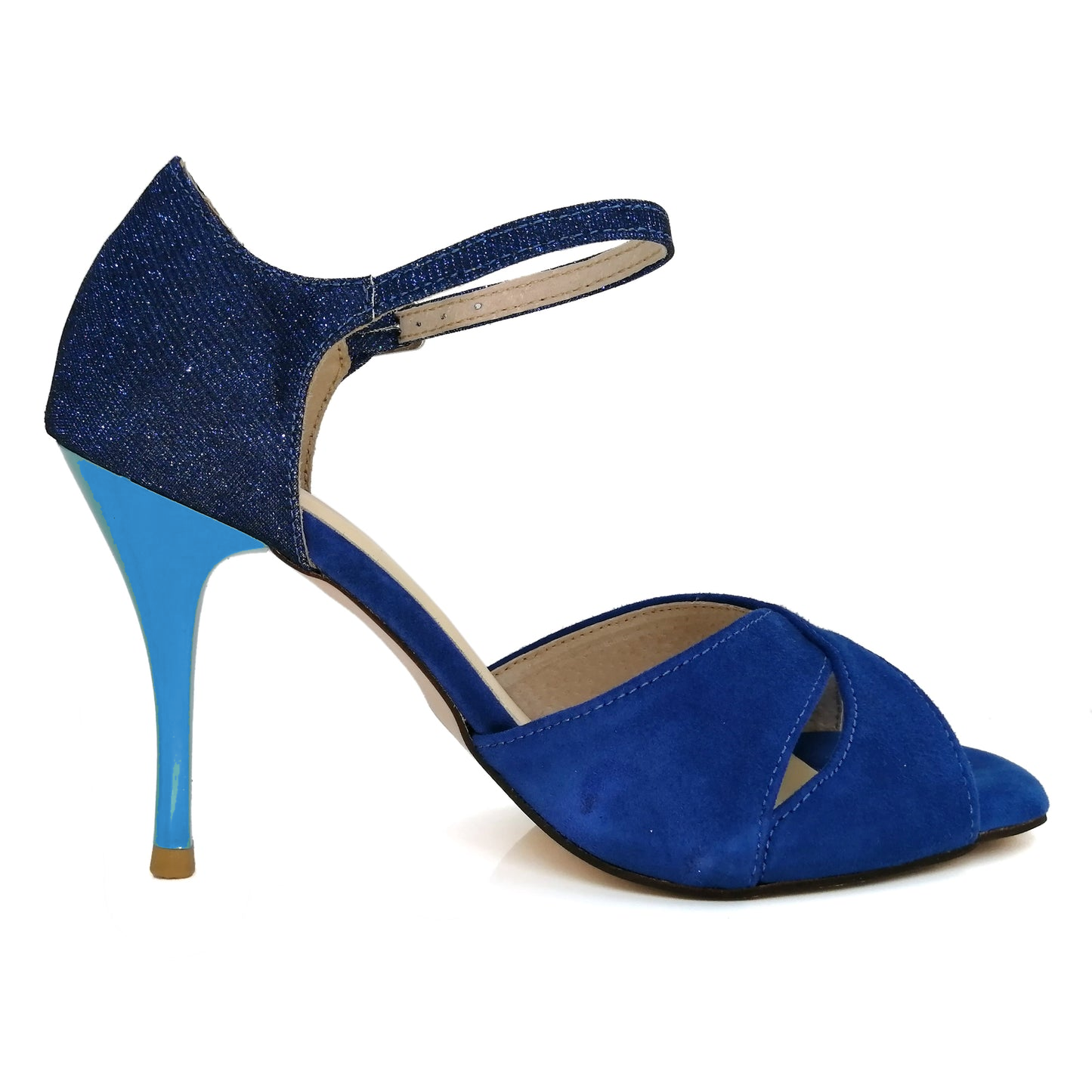 SHJ Women's Blue Suede 7cm/9cm Heels Dance Tango Shoes