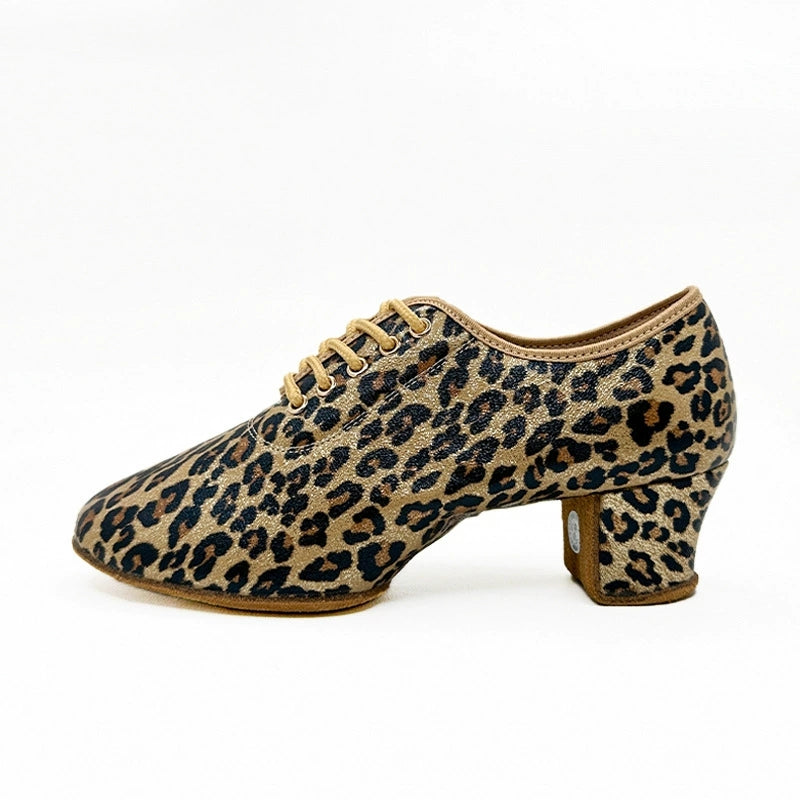 KCDANCE Women's Leopard Print Velvet 5cm Heel With Lace-up Teaching & Practice Dance Shoes