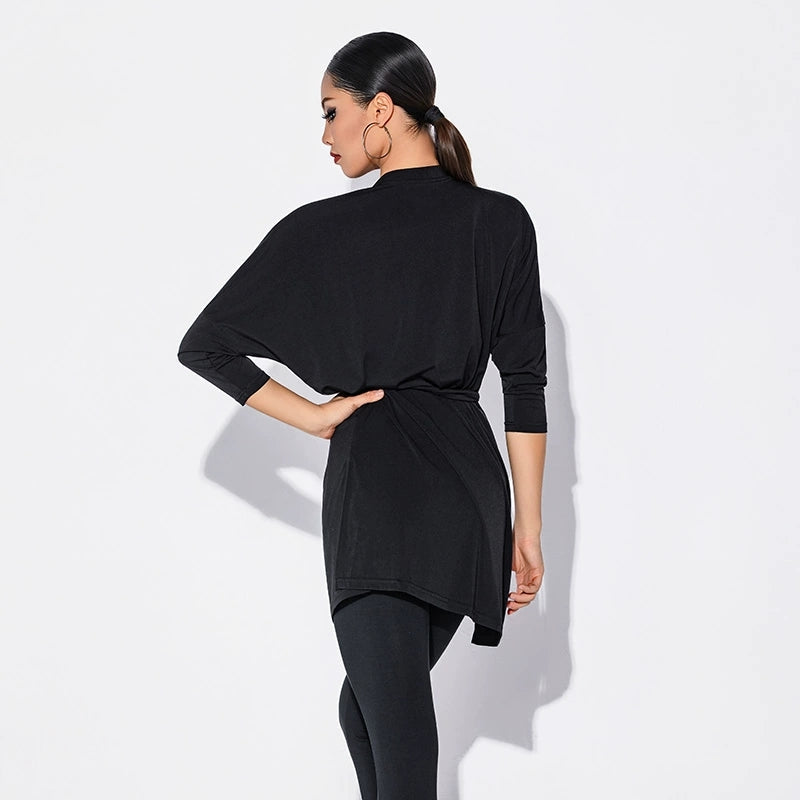HC Women's Black Long Sleeve Dance Tops Dance Wear Training Performance Tops
