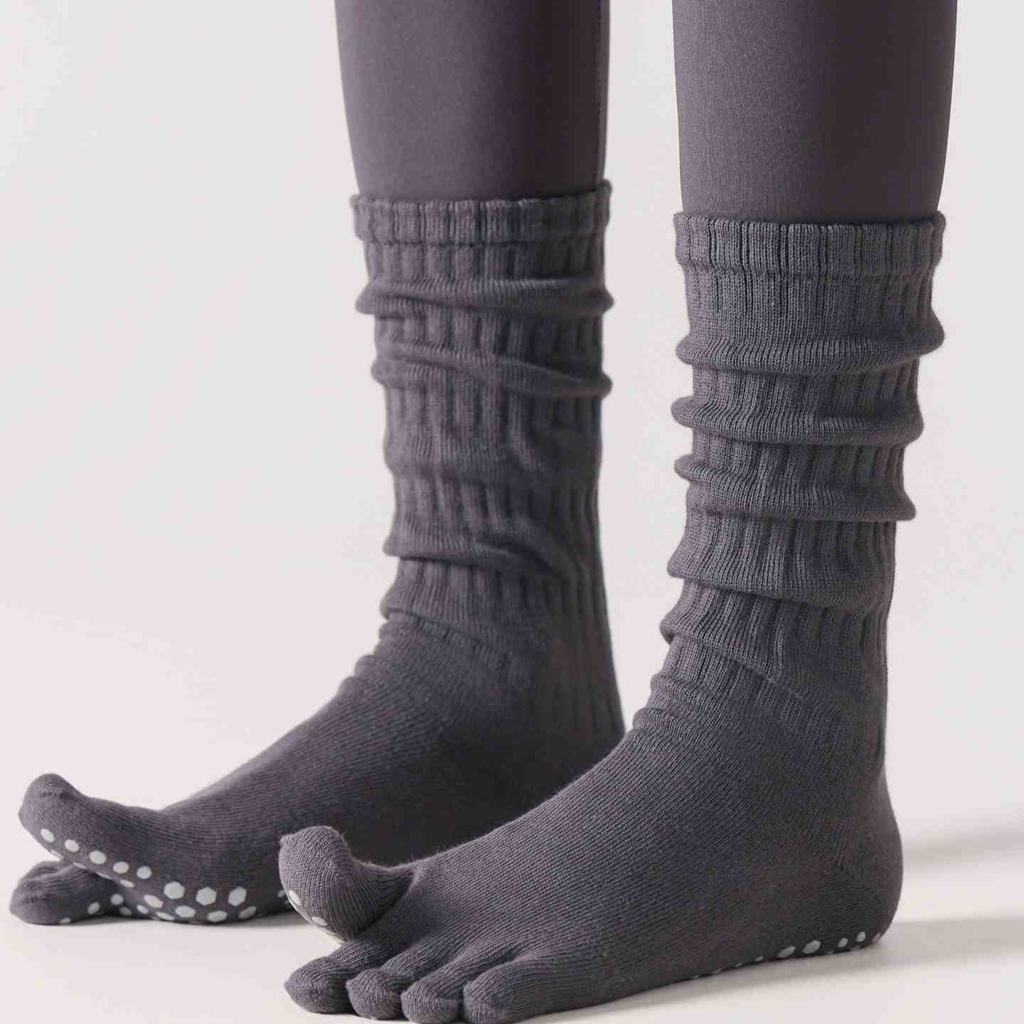 Five-Toe Split Yoga Pilates Knit Cotton Grip Short Socks