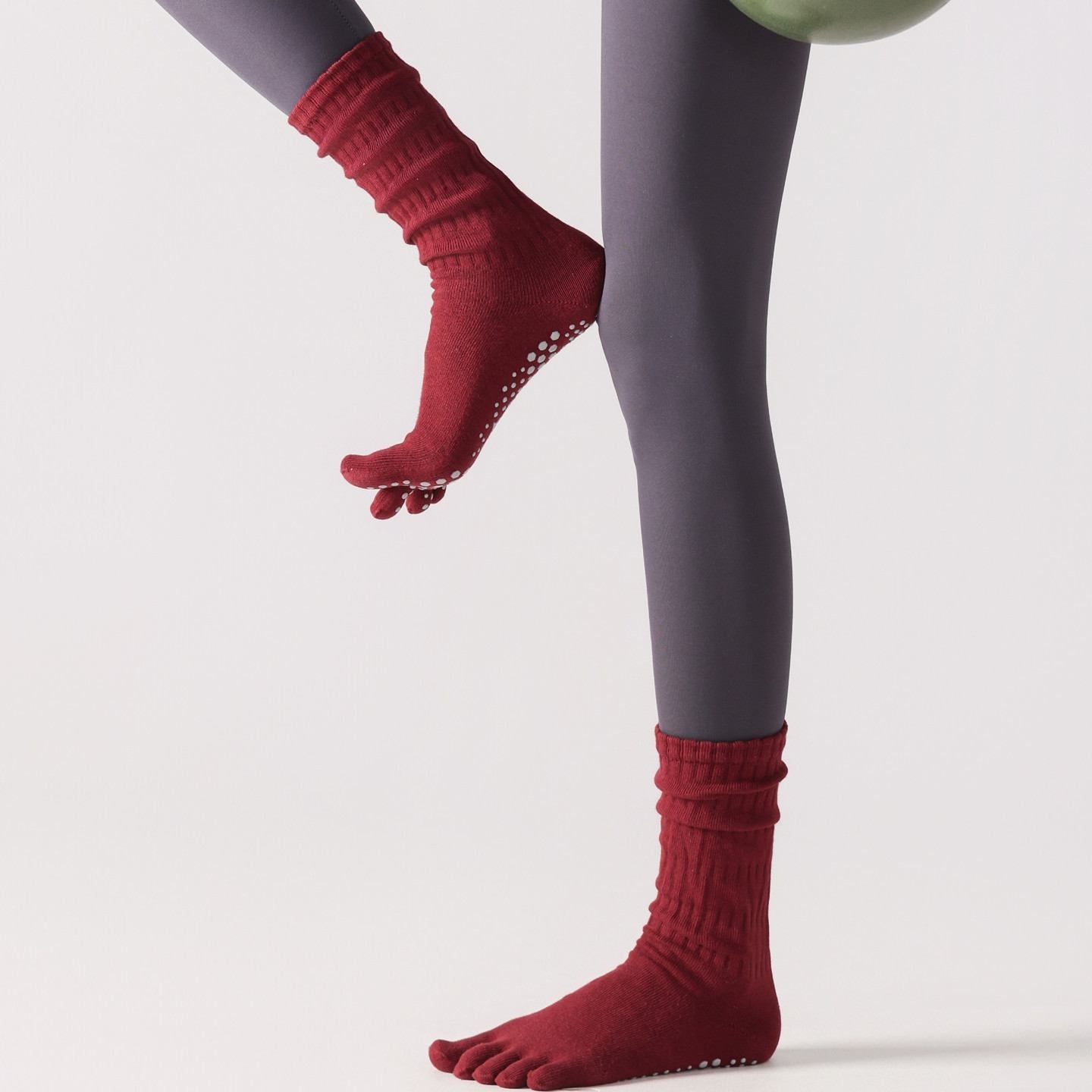 Five-Toe Split Yoga Pilates Knit Cotton Grip Short Socks