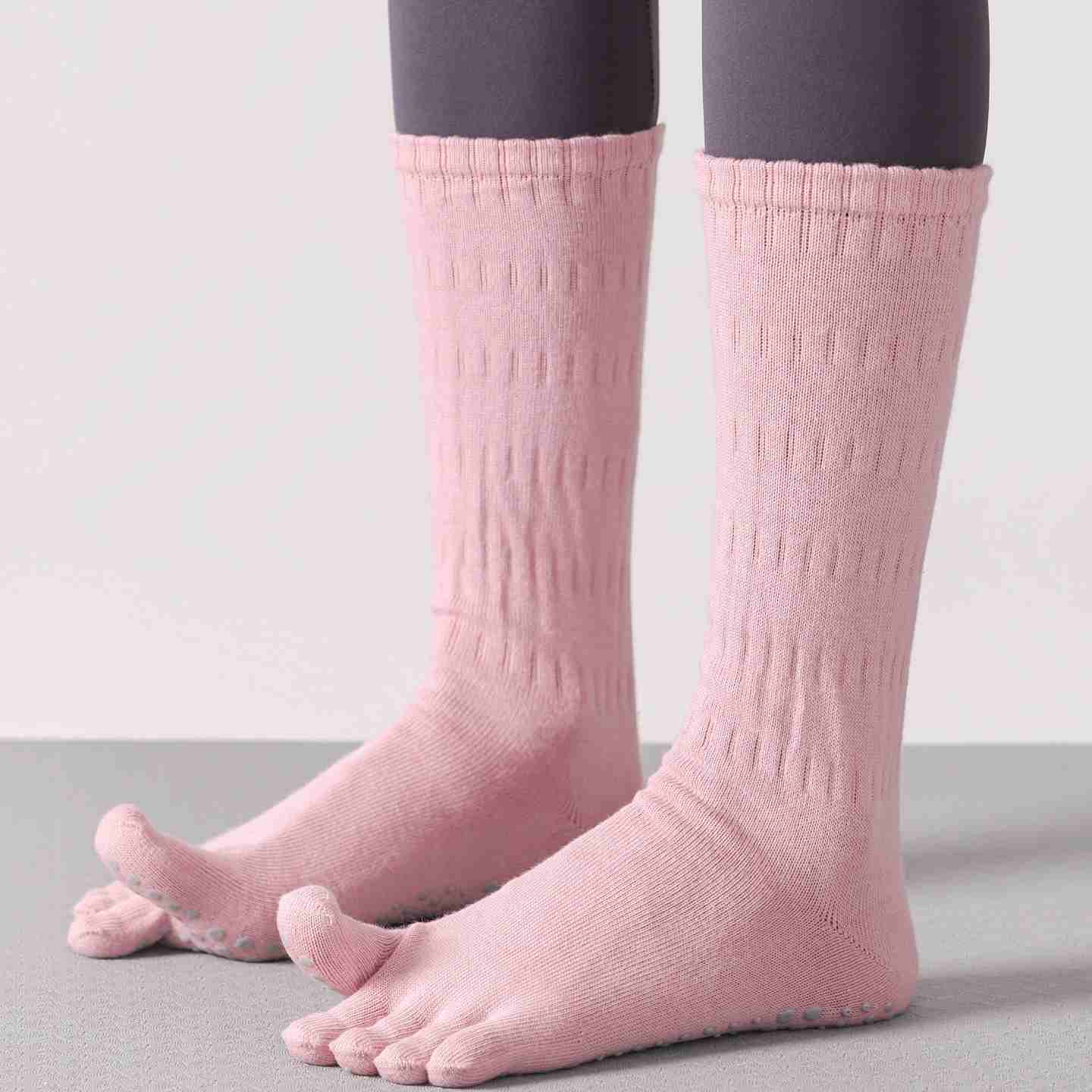 Five-Toe Split Yoga Pilates Knit Cotton Grip Short Socks