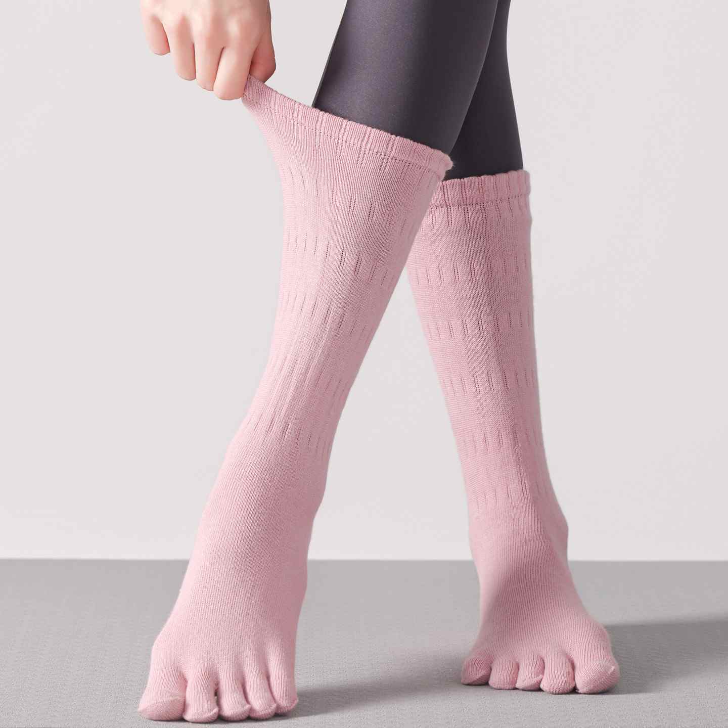 Five-Toe Split Yoga Pilates Knit Cotton Grip Short Socks