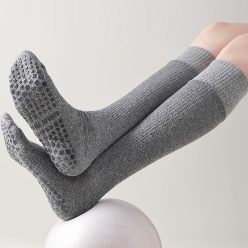 Yoga Pilates Knit Cotton Grip Long Socks