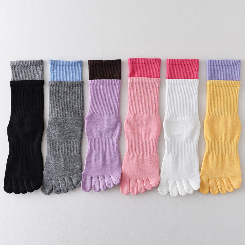 Five-Toe Split Yoga Pilates Knit Cotton Grip Short Socks