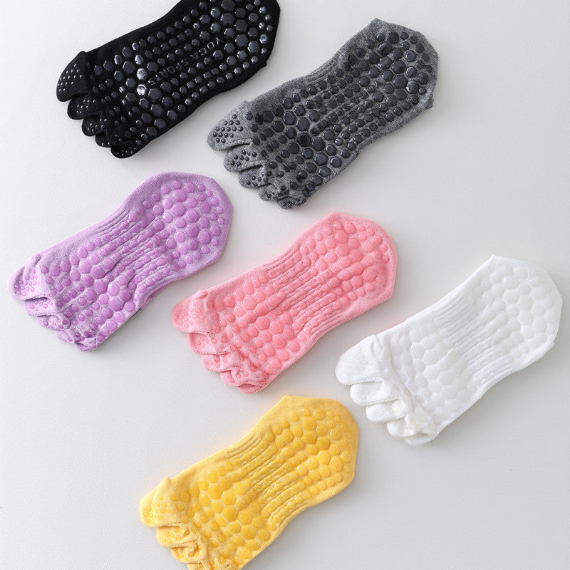 Five-Toe Split Yoga Pilates Knit Cotton Grip Short Socks