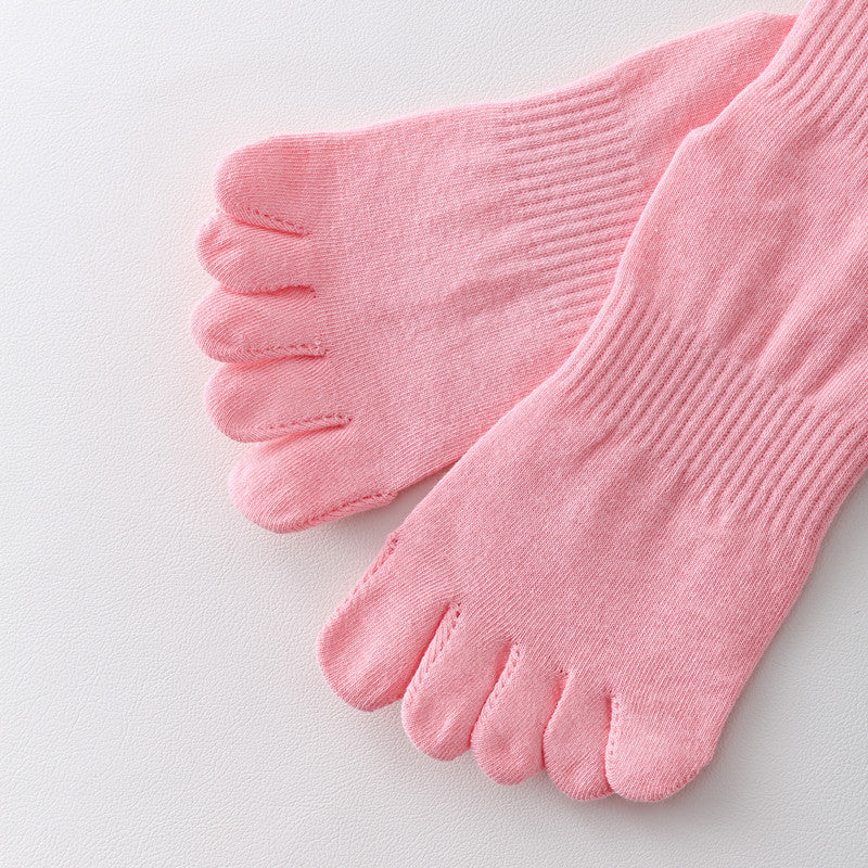 Five-Toe Split Yoga Pilates Knit Cotton Grip Short Socks