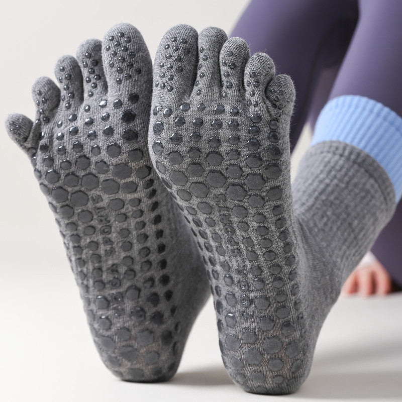 Five-Toe Split Yoga Pilates Knit Cotton Grip Short Socks