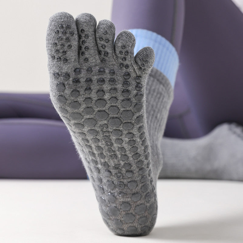 Five-Toe Split Yoga Pilates Knit Cotton Grip Short Socks
