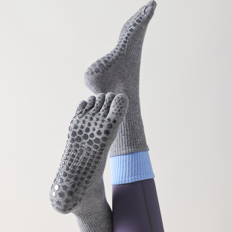 Five-Toe Split Yoga Pilates Knit Cotton Grip Short Socks