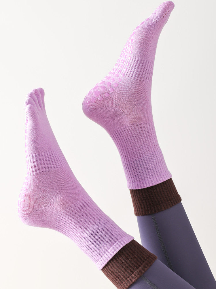 Five-Toe Split Yoga Pilates Knit Cotton Grip Short Socks