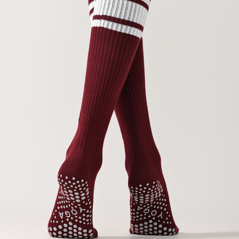 Five-Toe Split Yoga Pilates Knit Cotton Grip Long Socks