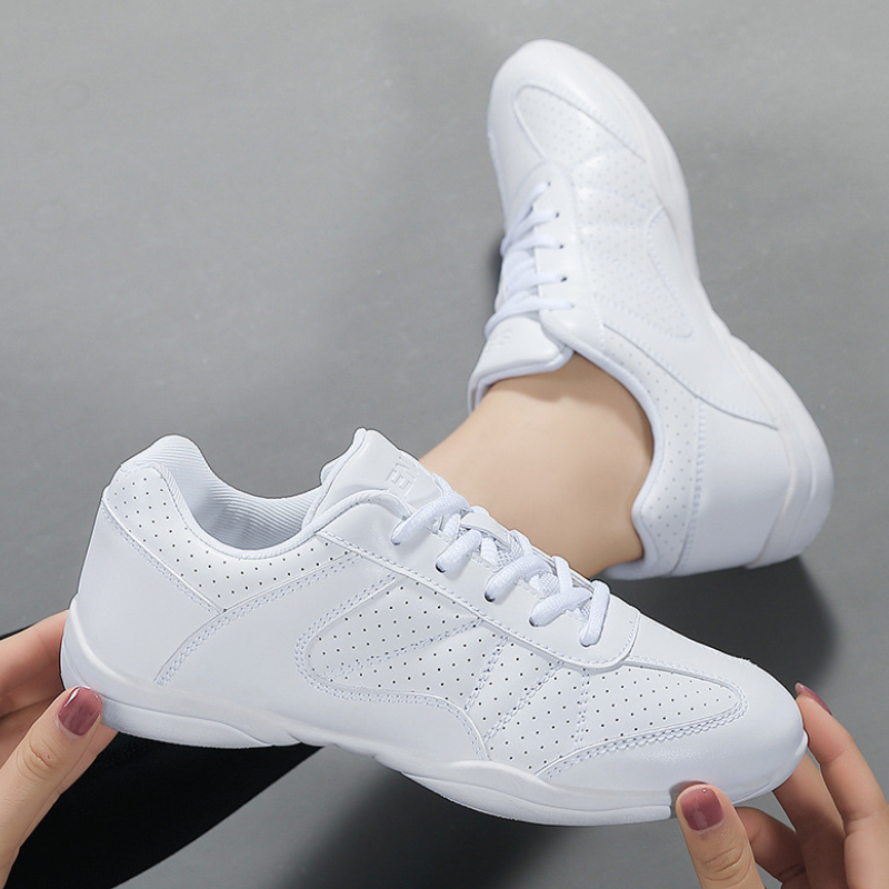 Women's White Jazz Shoes Lace-up Dance Sneakers