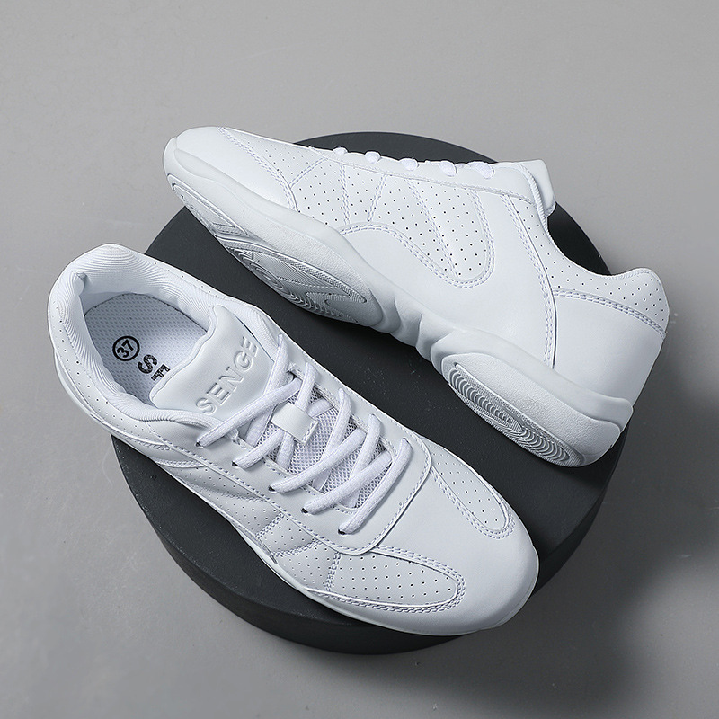 Women's White Jazz Shoes Lace-up Dance Sneakers